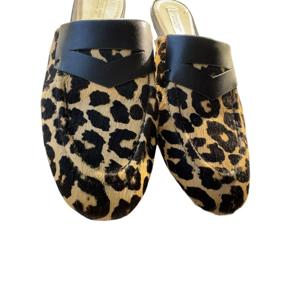 Cole Haan Women's 7.5 Piper Leopard Print Calf Hair Mules Elegant Wedding Guest - Picture 11 of 12